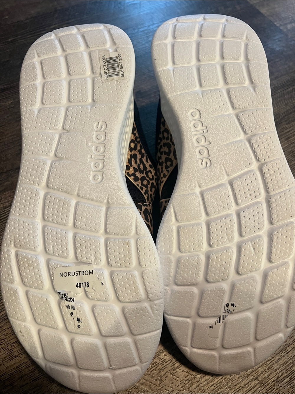 adidas Women’s Black Slip-On cloudfoam Sneakers with Leopard Crossover Strap - Picture 4 of 5